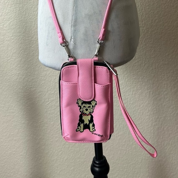 Marc Tetro Crossbody Wallet Pink Yorkshire Terrier Handbag Wristlet New - Picture 5 of 8